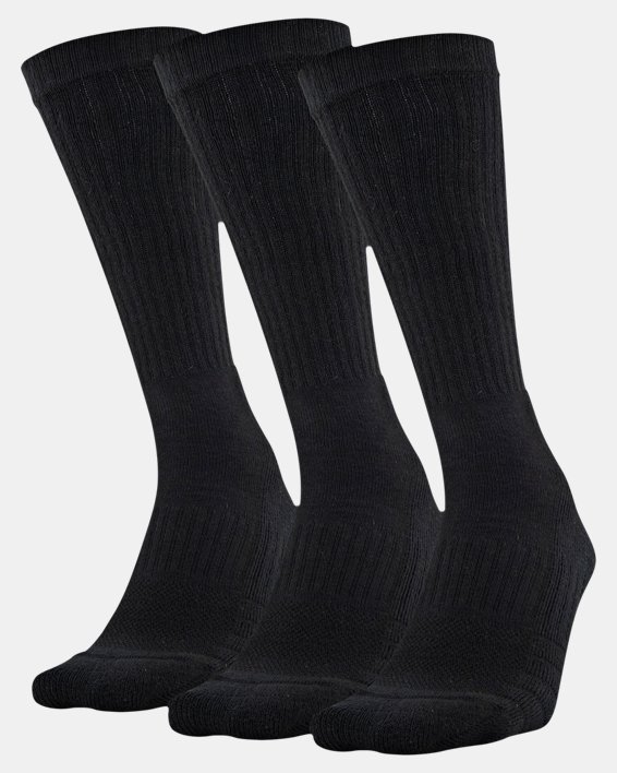 Unisex UA Training Cotton Crew – 3-Pack Socks, Black, pdpMainDesktop image number 0